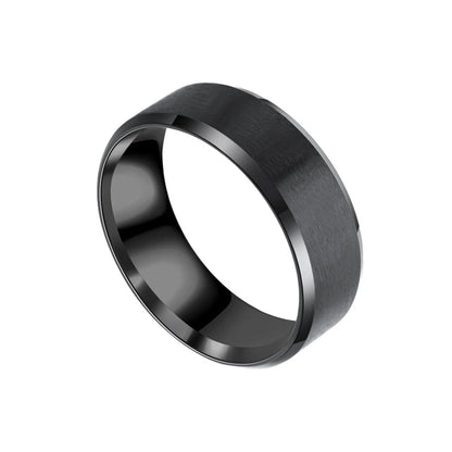 Men's 8mm black stainless steel ring
