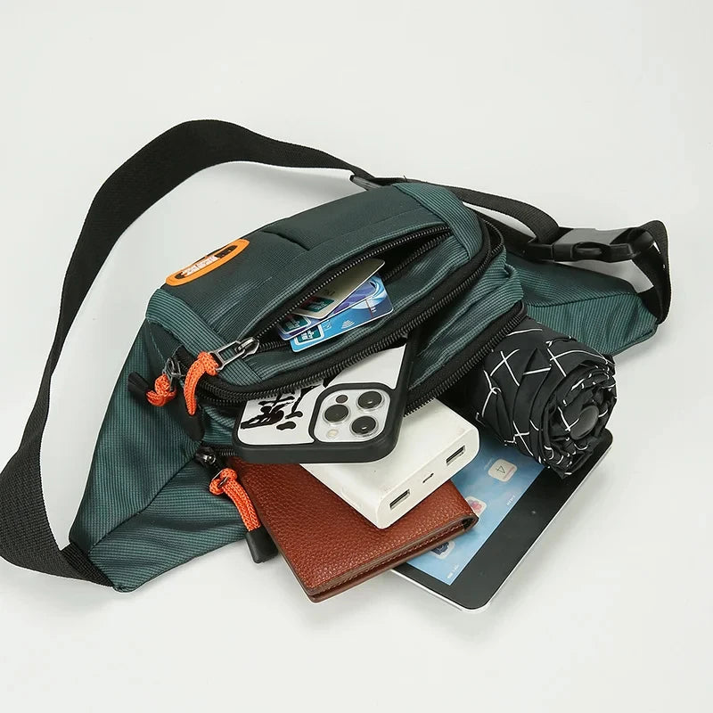 Multifunctional unisex waist bag with large capacity and waterproof properties