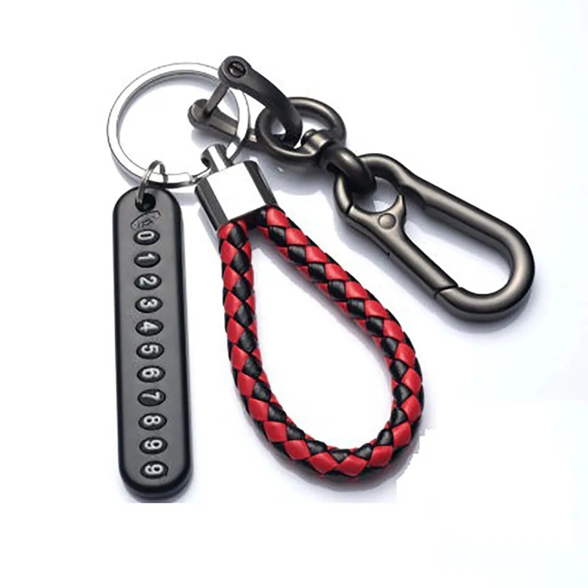 Modern DIY cell phone plate pendant keychain for men, made of braided leather cord, anti-loss accessory for car keys