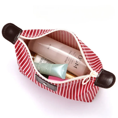 Striped "Dumpling" Style Makeup Bag – Foldable