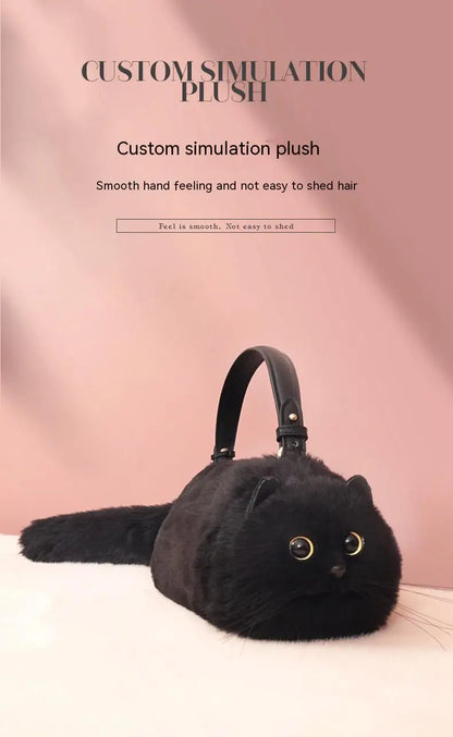 Women's messenger-style shoulder bag, small, versatile, handmade with a kitten print