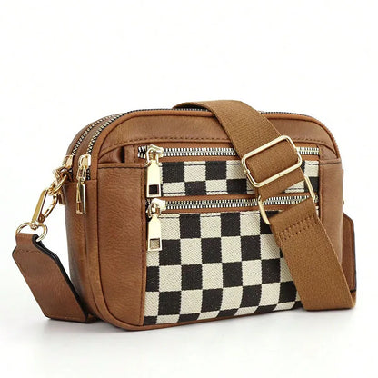 Classic retro multifunctional women's handbag, with shoulder and crossbody strap, zipper closure, small and square shape