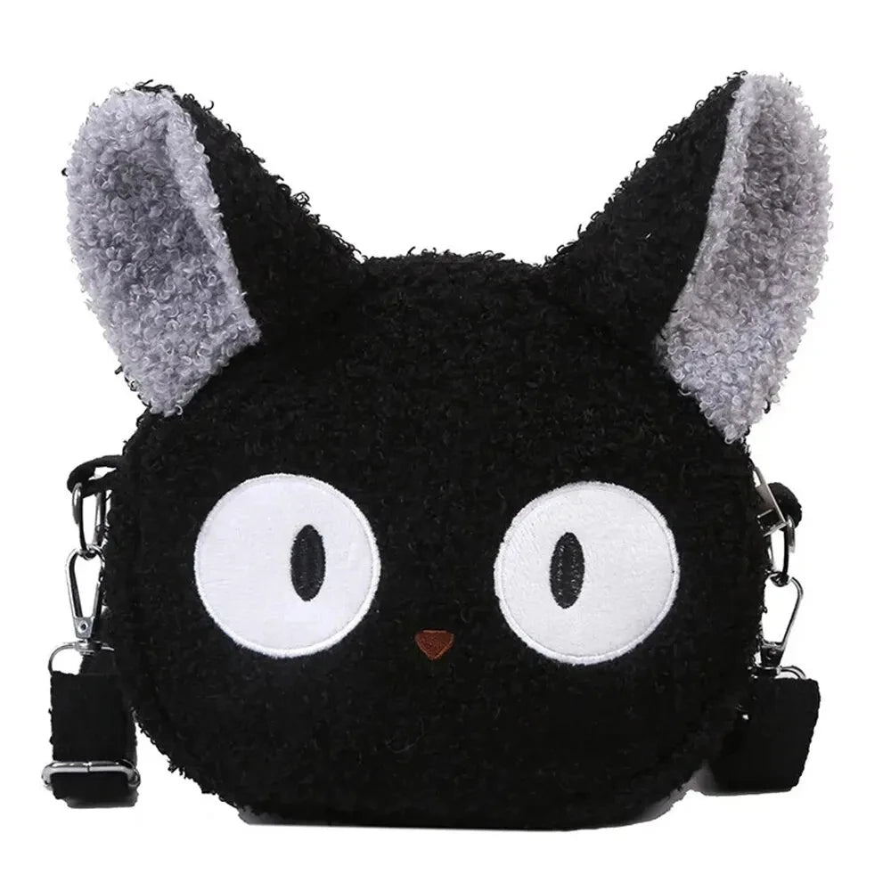 Japanese-style girl's bag in the shape of a plush cat, ideal for wearing on the shoulder or crossbody, compact enough for a cell phone and a wallet