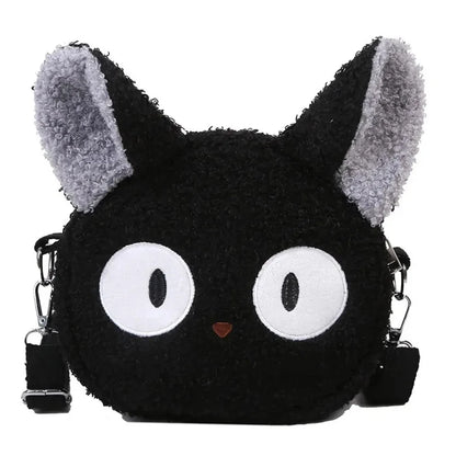 Japanese-style girl's bag in the shape of a plush cat, ideal for wearing on the shoulder or crossbody, compact enough for a cell phone and a wallet