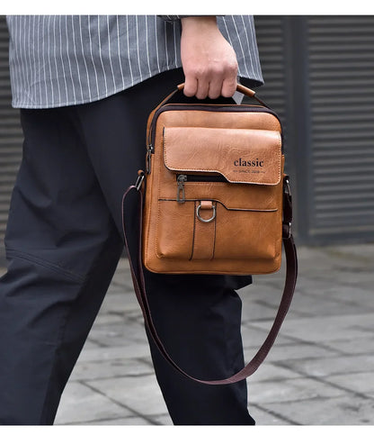 Men's crossbody bag with zipper closure, made of synthetic leather and with ample storage capacity