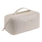 A sophisticated, portable, and large toiletry bag for cosmetics or personal hygiene items.