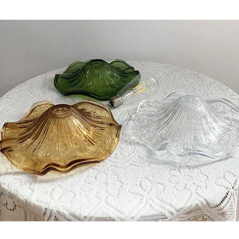 Simple Nordic-style LED pendant lights for bedroom, living room, bar, with colored glass details and copper finish