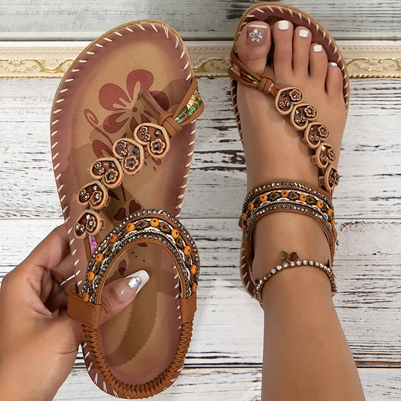 Women's bohemian style flip-flops