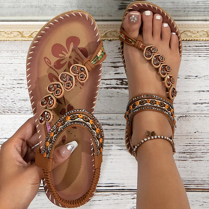 Women's bohemian style flip-flops