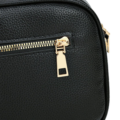 Women's leather tote bag, classic style with crossbody strap and chain detail