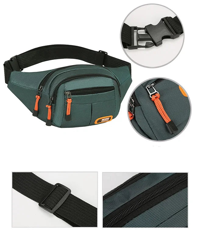 Multifunctional unisex waist bag with large capacity and waterproof properties