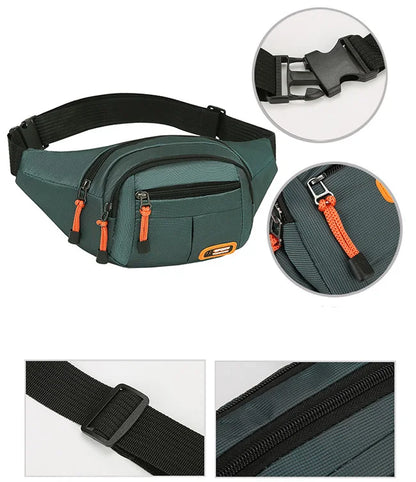Multifunctional unisex waist bag with large capacity and waterproof properties