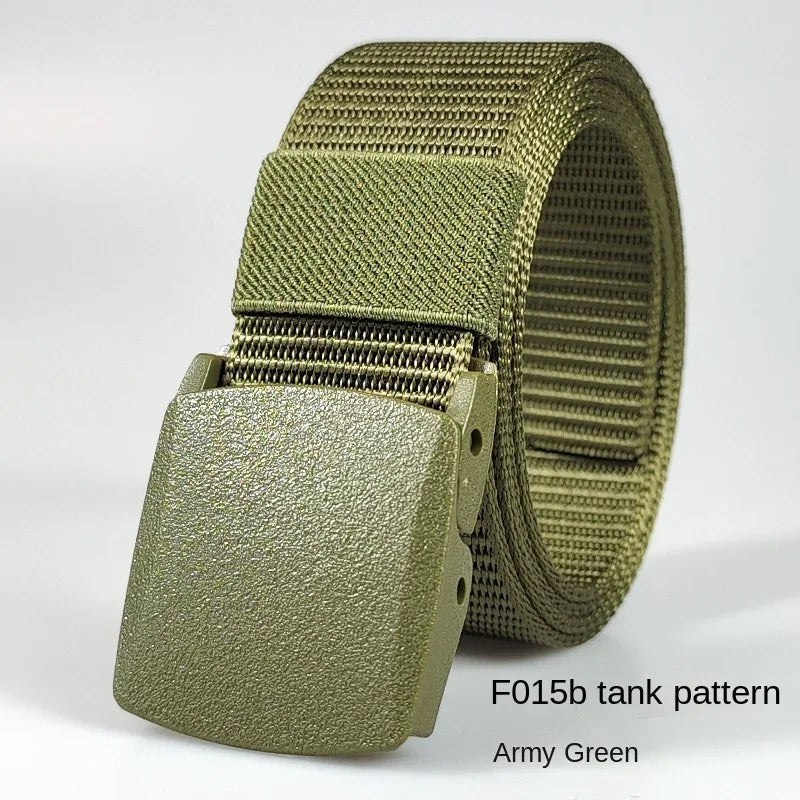 Men's casual belt for outdoor activities, made of canvas and nylon, without metal