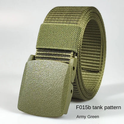 Men's casual belt for outdoor activities, made of canvas and nylon, without metal