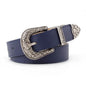 Adjustable women's boho western style belt with round buckle