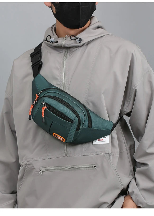Multifunctional unisex waist bag with large capacity and waterproof properties