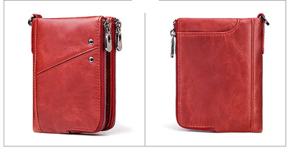 Unisex wallet in genuine leather, compact, with a sophisticated design and RFID-protected compartment for cards