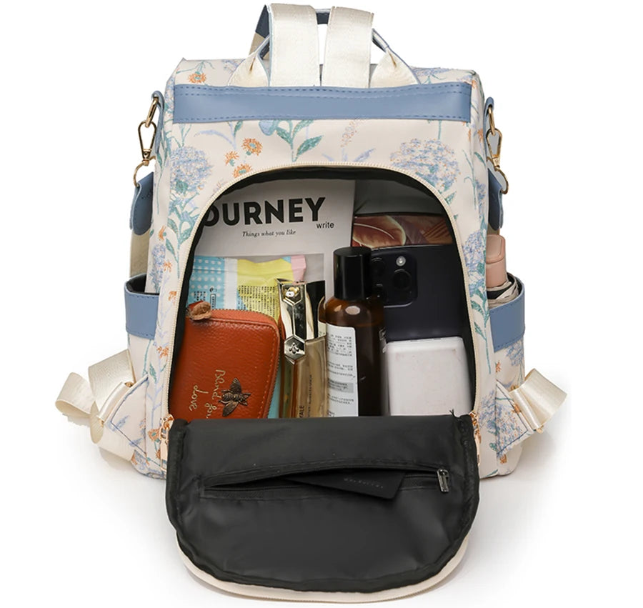 Women's Leather Backpack with Anti-Theft Design – Multifunctional and High-Capacity