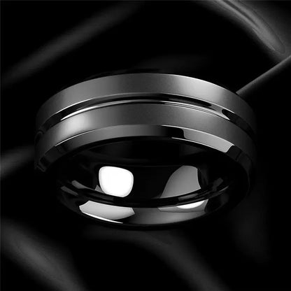 Men's 8mm black stainless steel ring