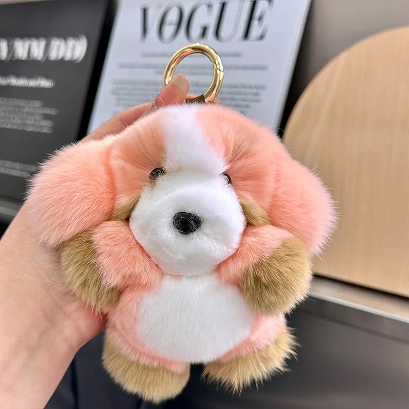Plush keychain with an adorable and fun dog/rabbit pendant