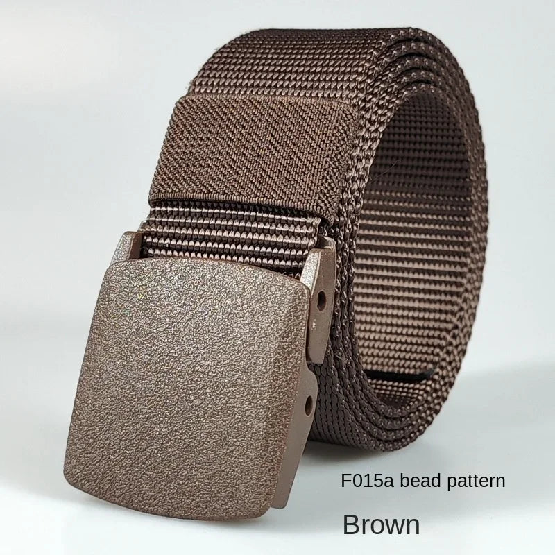 Men's casual belt for outdoor activities, made of canvas and nylon, without metal