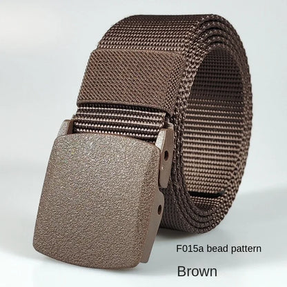 Men's casual belt for outdoor activities, made of canvas and nylon, without metal