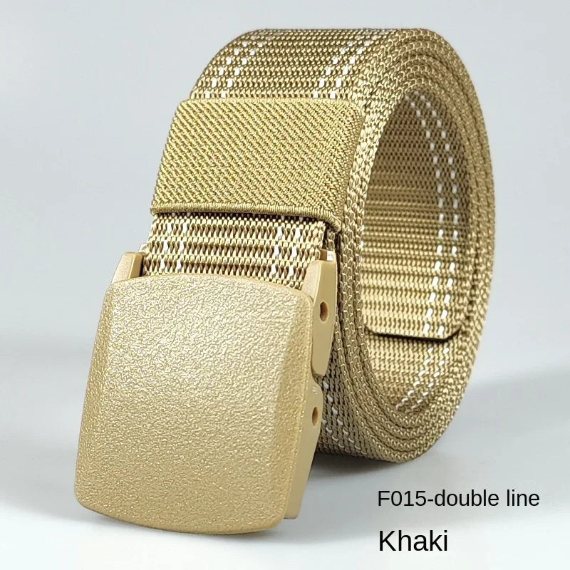 Men's casual belt for outdoor activities, made of canvas and nylon, without metal