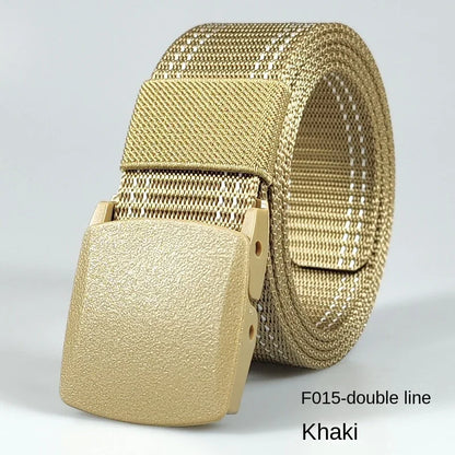 Men's casual belt for outdoor activities, made of canvas and nylon, without metal