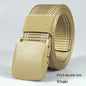 Men's casual belt for outdoor activities, made of canvas and nylon, without metal