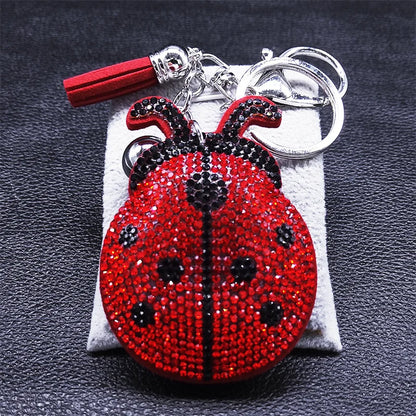 Ladybug keychain with a beautiful and charming crystal pendant
