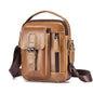 Small and versatile vertical shoulder bag in genuine leather for men