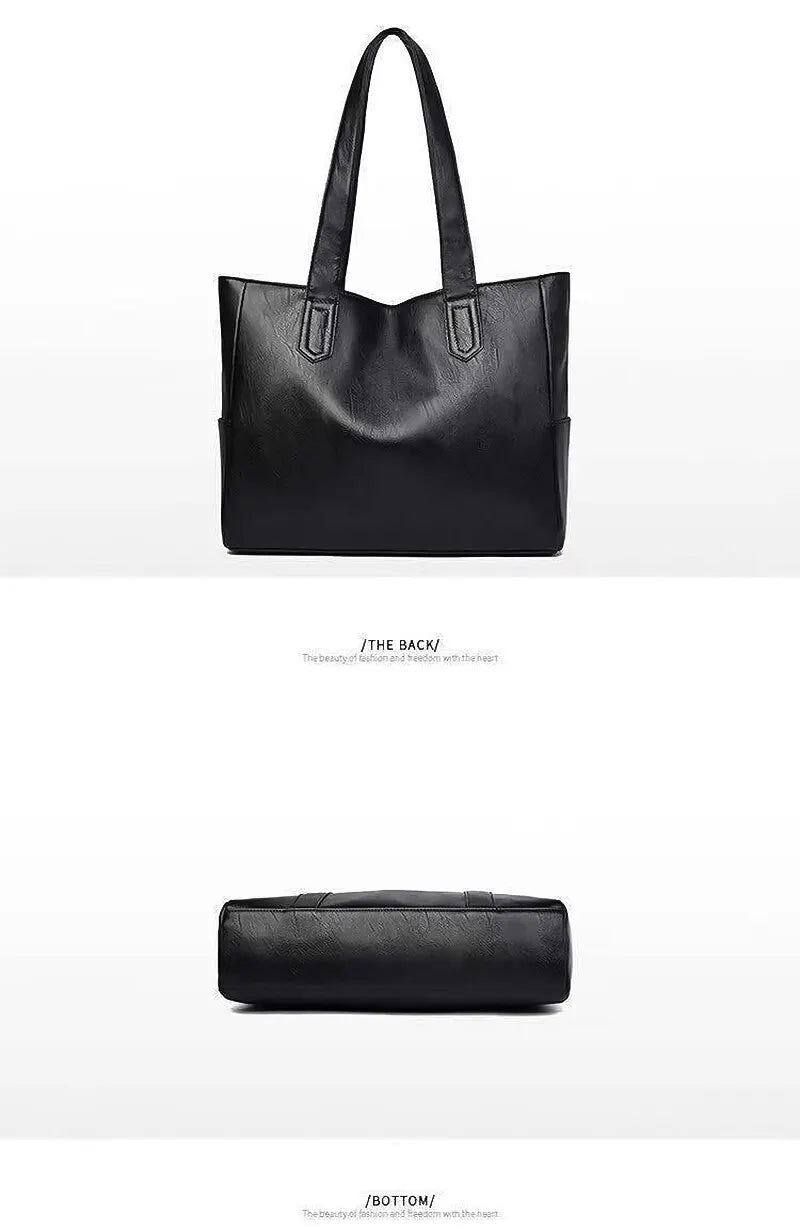 Large-capacity solid-color vintage-style women's handbag