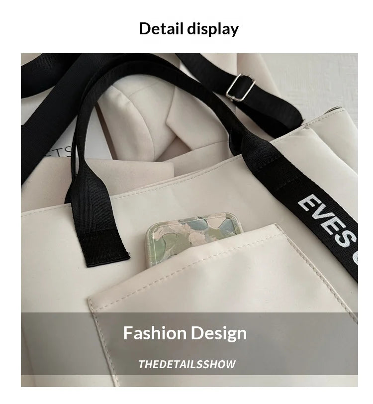 Women's Waterproof Nylon Tote Bag – Large Capacity and Lightweight with Crossbody Strap