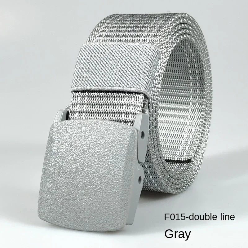 Men's casual belt for outdoor activities, made of canvas and nylon, without metal
