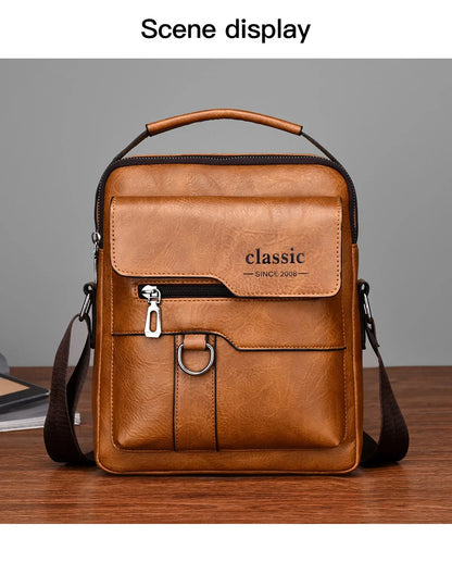 Men's crossbody bag with zipper closure, made of synthetic leather and with ample storage capacity