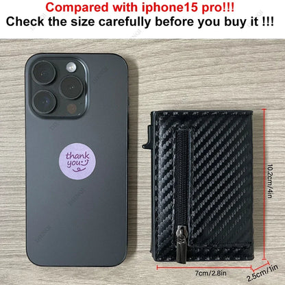 Sophisticated men's wallet in fiber with compartments RFID for cards