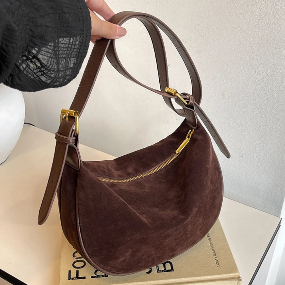 Women's vintage suede crossbody bag, casual and versatile
