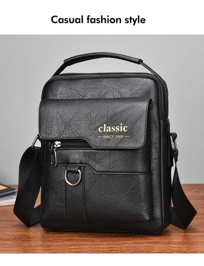 Men's crossbody bag with zipper closure, made of synthetic leather and with ample storage capacity