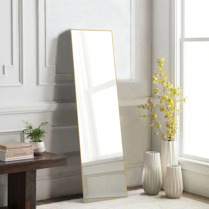 JHK full-length mirror for hanging or wall mounting with bracket, aluminum alloy frame, ideal for bathroom and bedroom