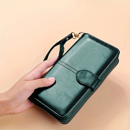 Women's leather wallet with coin and card compartments, available in a variety of colors.