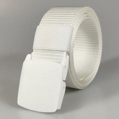 Men's casual belt for outdoor activities, made of canvas and nylon, without metal