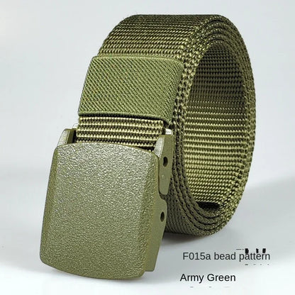 Men's casual belt for outdoor activities, made of canvas and nylon, without metal