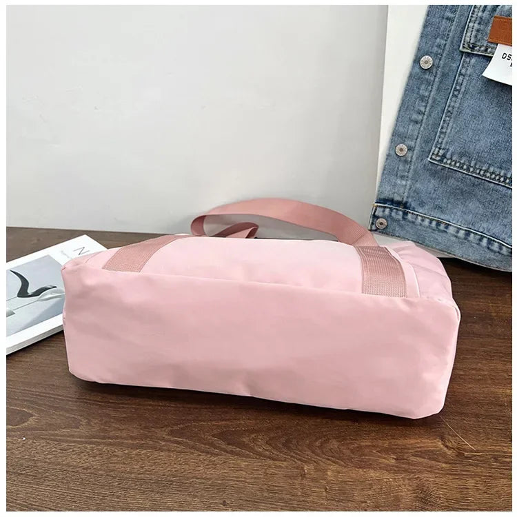 Bolsa de ombro de grande capacidade para mulheres, bolsa casual de nylon durável com vários bolsos, sacola de viagem leve