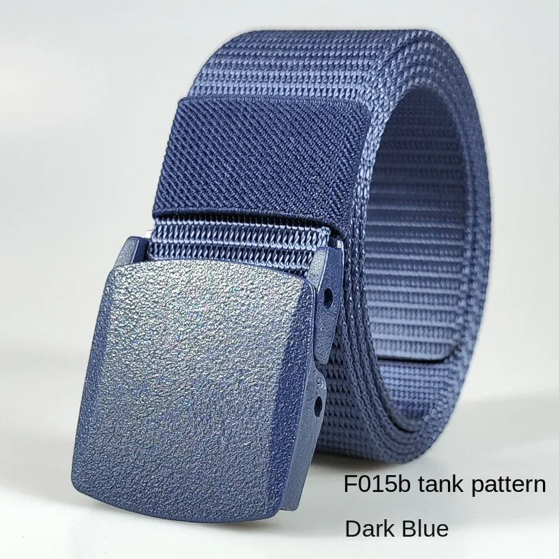 Men's casual belt for outdoor activities, made of canvas and nylon, without metal