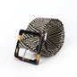 Elegant vintage women's belt, braided, bohemian style with a square buckle
