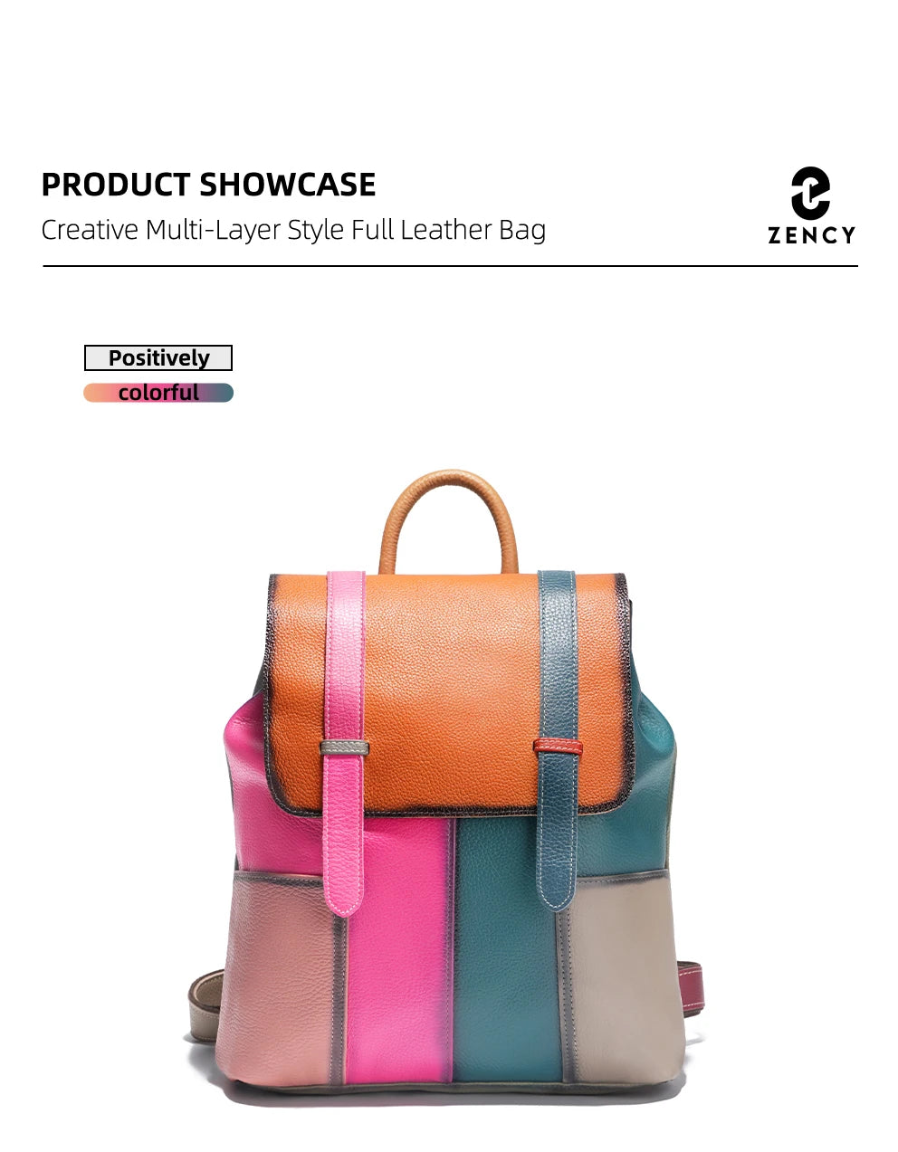 Women's Genuine Leather Backpack – Stylish, Spacious, and Featuring a Patchwork Design