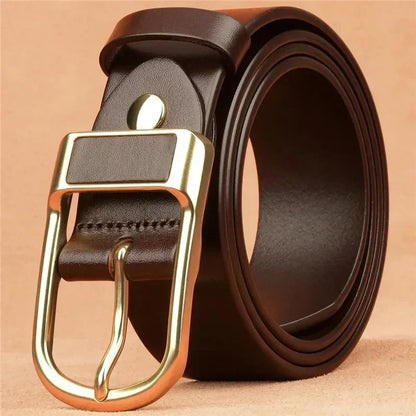 Men's casual and modern cowboy-style belt with a pin buckle, retro style for formal occasions