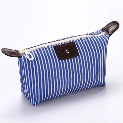 Striped "Dumpling" Style Makeup Bag – Foldable