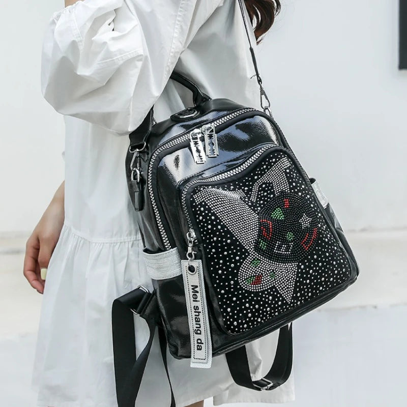 Women's multifunctional backpack with a modern design, made of anti-theft synthetic leather, stylish, beautiful and spacious