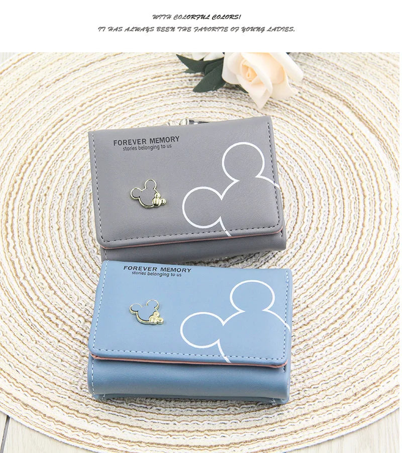 Girls' wallet for teenagers with cartoon letter print and three folds